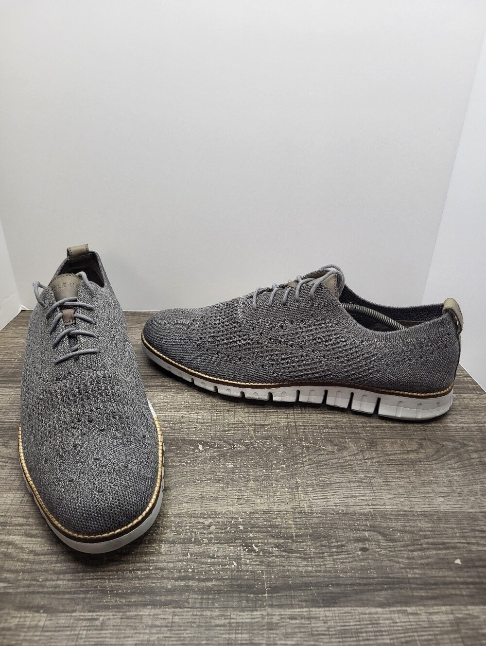 Cole Haan Zerogrand Stitchlite Gray Knit Sneaker Dress Shoes Men’s Size 13